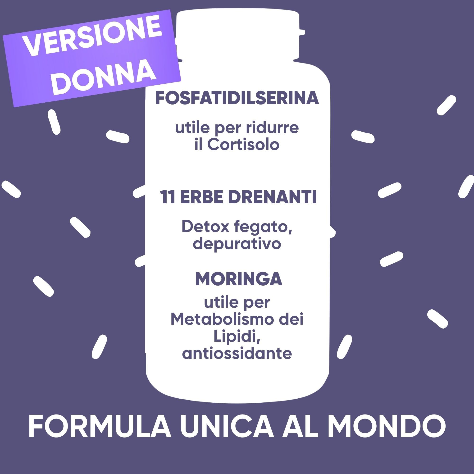 LOW CORTISOLO DONNA – Fosfatidilserina 450 mg + Moringa Bio + Drenante Liquido 11 Erbe con Tarassaco, Betulla, Ananas – Stress, Depurazione Fegato e Ritenzione – Made in Italy – RedMoringa