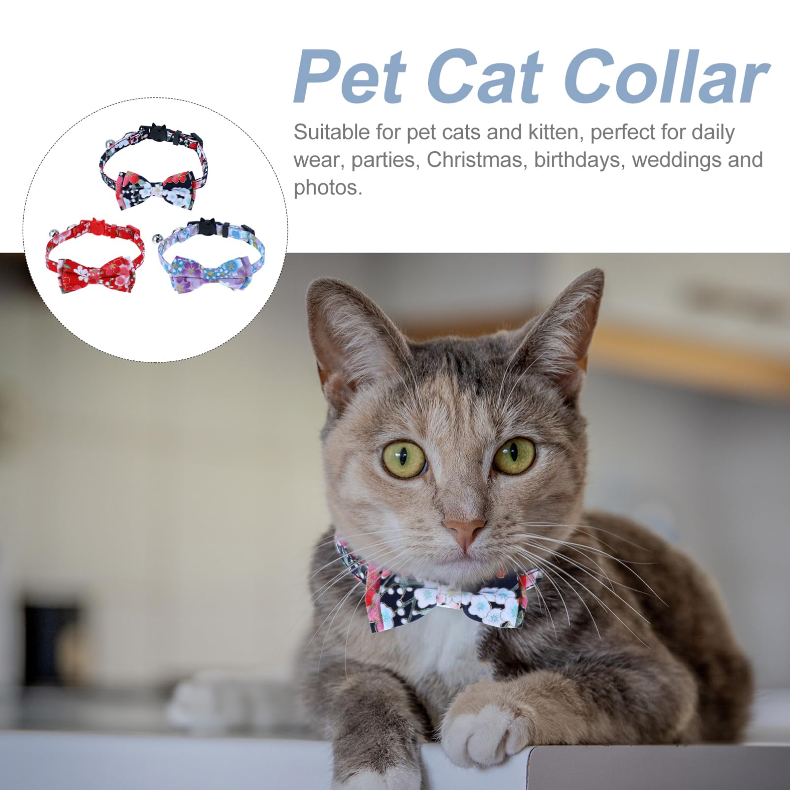 Supvox 9stücke Katzenhalsband Mit Glöckchen Und Schleifen Verstellbar Atmungsaktives Design Bunte Farben Für Süße Und Auffällige Erscheinung Ihres