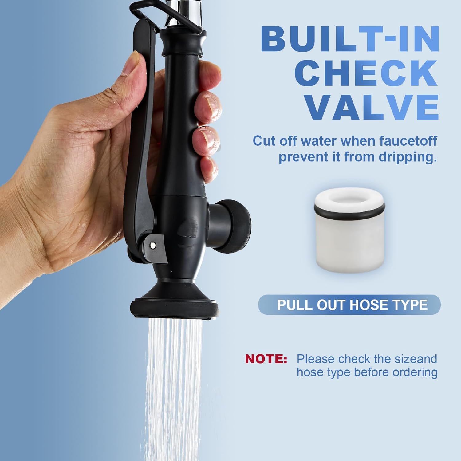 Pull Down Kitchen Faucet Replacement Head, Spray Head with Stream & Spray Functions, High-Pressure Anti-Clog Nozzle, Easy Install, Matte Black, Fits Most Kitchen Faucets