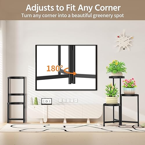 Miniatura 4 de LASZOLA Soporte plegable de 3 niveles para plantas de interior para múltiples macetas grandes, estante ajustable alto y resistente con estantería de