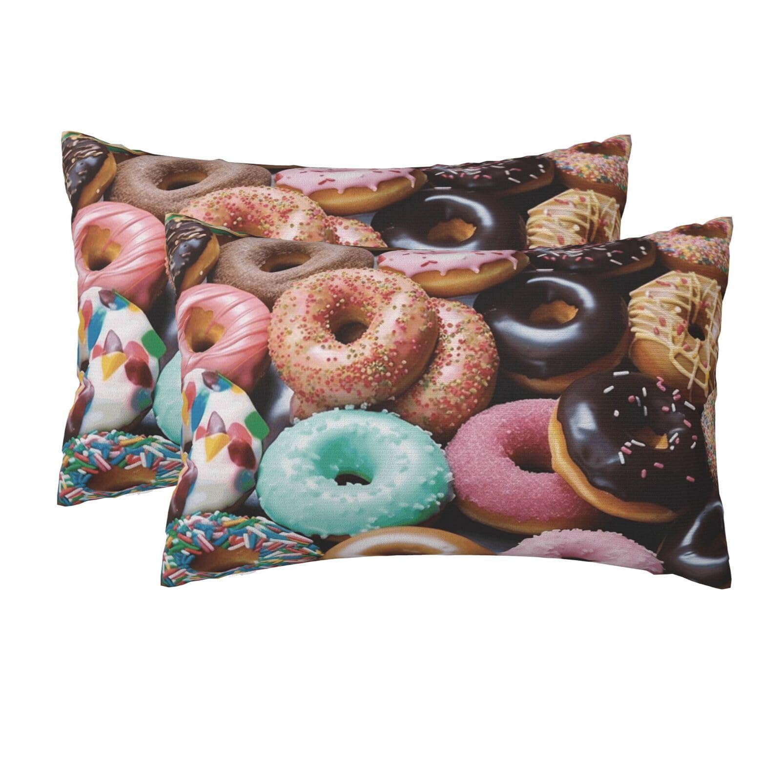 2 Pack Queen Size Pillow Cases for Hair and Skin Soft Breathable Pillow Case Covers with Hidden Zipper Donuts Pillowcase 20x30 Inches Pillow Cover for Sleeping Gift