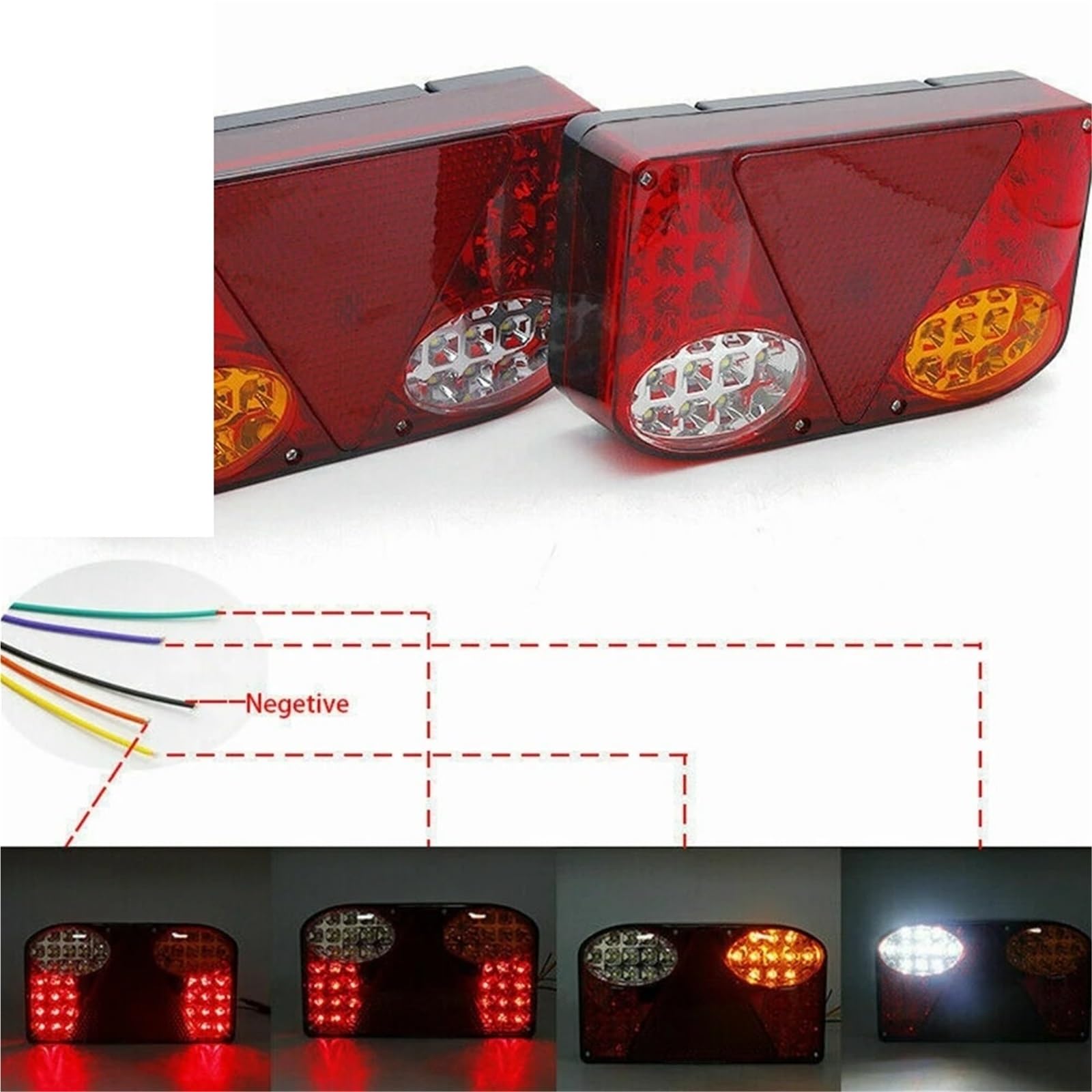 Luz Trasera 2 Luces Traseras Para Remolque Camión 12V-24V 147 LED Señal Freno Intermitentes, Luces Traseras Freno Linterna.