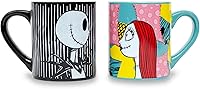 Vista 1 de Disney - Juego de 2 tazas de cerámica con texto en inglés «The Nightmare Before Christmas» Jack and Sally Meant To Be; tazas de café pequeñas sin BPA