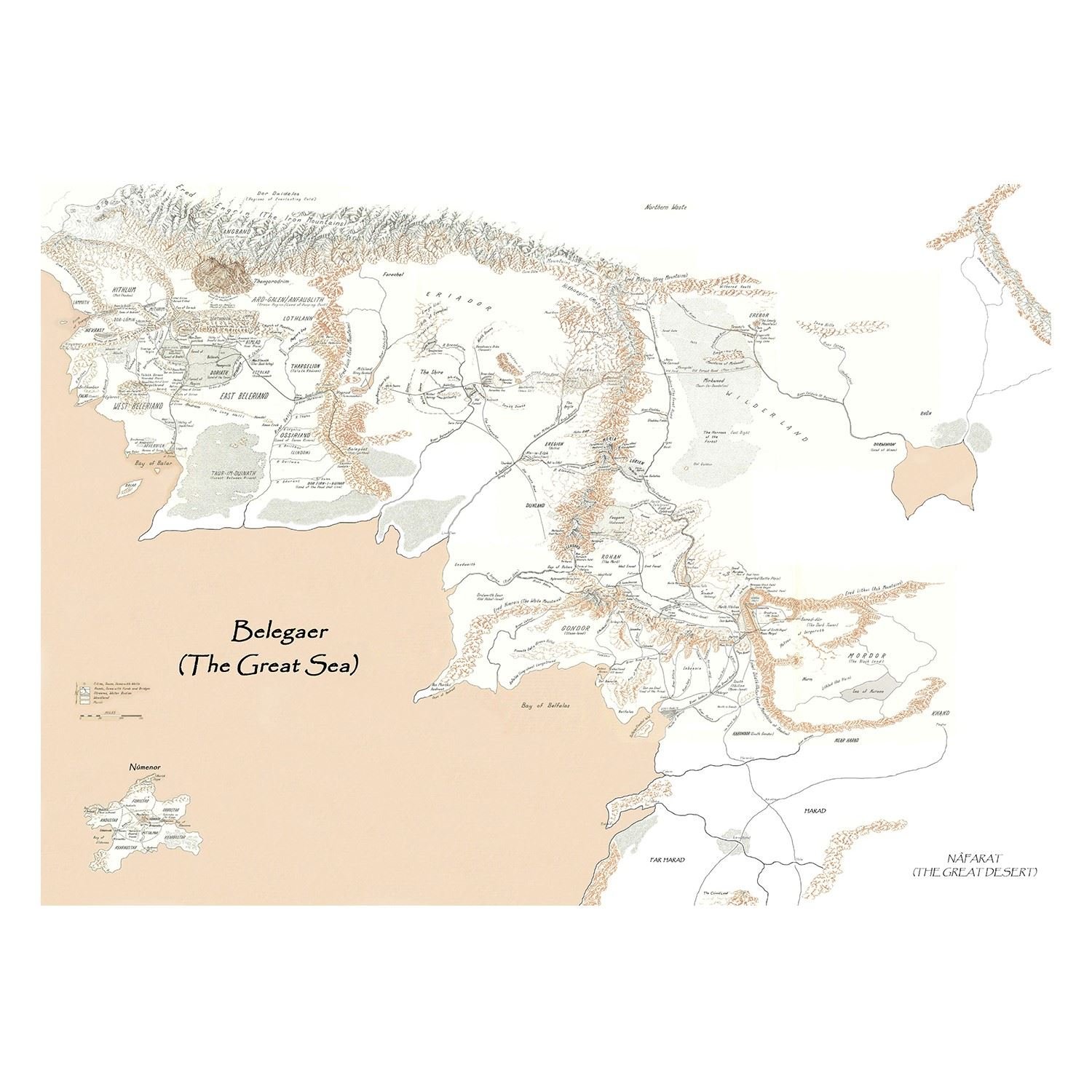 Carte de la Terre du Milieu poster Fabulous XXL 91x126cm de collection