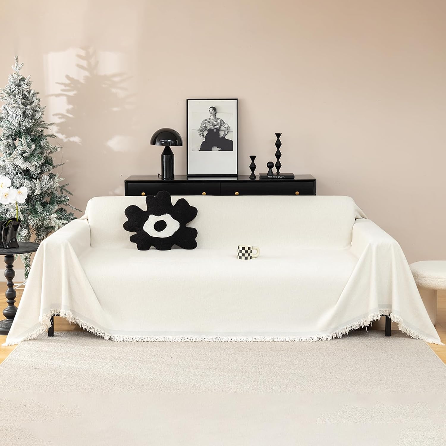 Sofa Covers Sectional Couch Covers, Slipcover Sofa for 2 Cushion Waterproof Stretch Thick Soft Anti Slip Sofa Throws for Dogs Cats L Shape U-Shaped Furniture Protector (71''x118'',Beige)