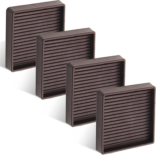 Cionyce 4 piezas de tazas giratorias para muebles, almohadillas cuadradas de goma de 3 x 3 pulgadas, tapones de cama antideslizantes, protectores de