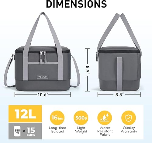 Miniatura 2 de TOURIT Bolsa de viaje con aislamiento suave de 12L para exteriores, camping, picnic, viajes