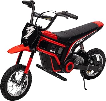 350W Kids Electric Dirt Bike - 3 Speed Modes Up to 14.29MPH, 24v Power Motorcross Bike for Ages 3-10, Max 135 Lbs with LED Lights & Music, Off-Road Motorcycle for Boys Girls, Red