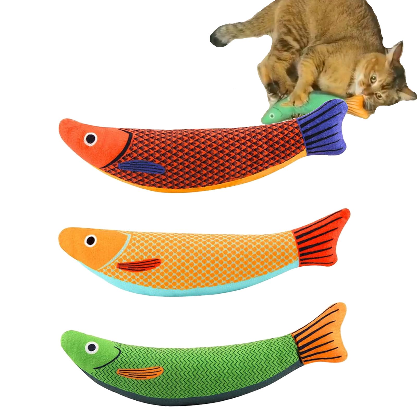 Petta Cat Toys Catnip Saury Fish, Built in Particle Shaking Sound, Soft and Durable, for Cats to Grab, Kick, and Wrestle with, 9.4 Inches, 3 Pcs PC402-1