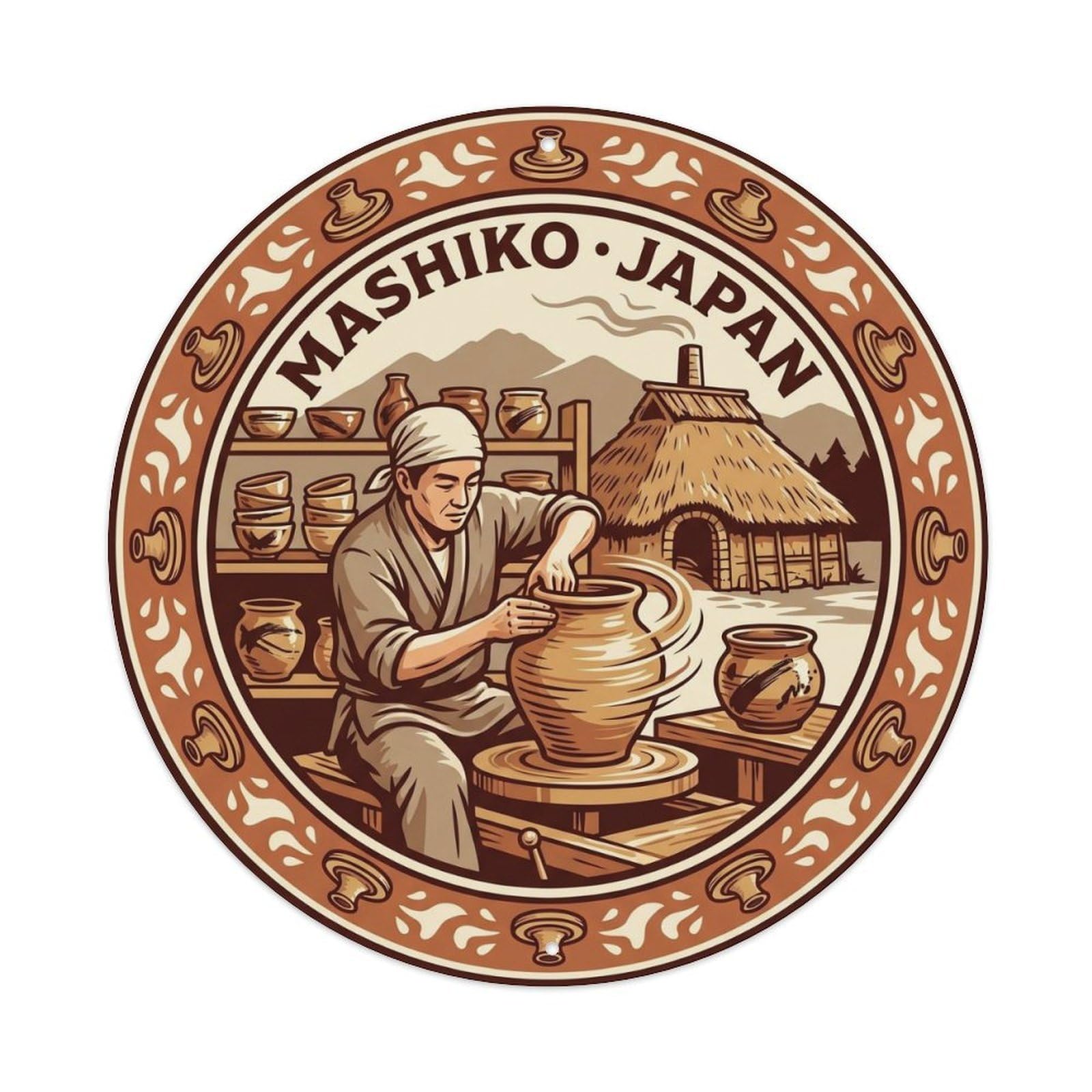 Mashiko Pottery Folk Culture Market Heritage Metal Tin Sign
