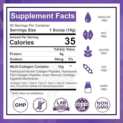 Miniatura 7 de Zammex Polvo de proteína de caldo de hueso de res 0.71 oz de proteína y péptidos de colágeno multi en polvo de proteína sin sabor