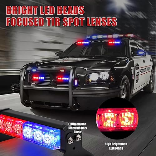 Miniatura 3 de 2 luces estroboscópicas de emergencia de 6.1 pulgadas, luces de policía rojas y azules, 12 luces LED de advertencia de peligro intermitentes de