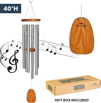 Woodstock Chimes Amazing Grace Wind Chime for Outside 40 Medium Silver,Outdoor Decor for Patio, Porch, Garden, Memorial Gift for Loved Ones AGLS