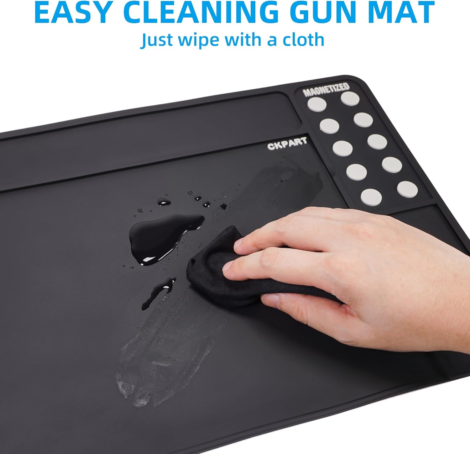 CKPART Rifle Gun Cleaning Mat, Anti-Slip Rubber Tactical Magnetic Mat, Gun Maintenance Mat,Gun Maintenance Mat for Gun Cleaning Kits 36" x 12"