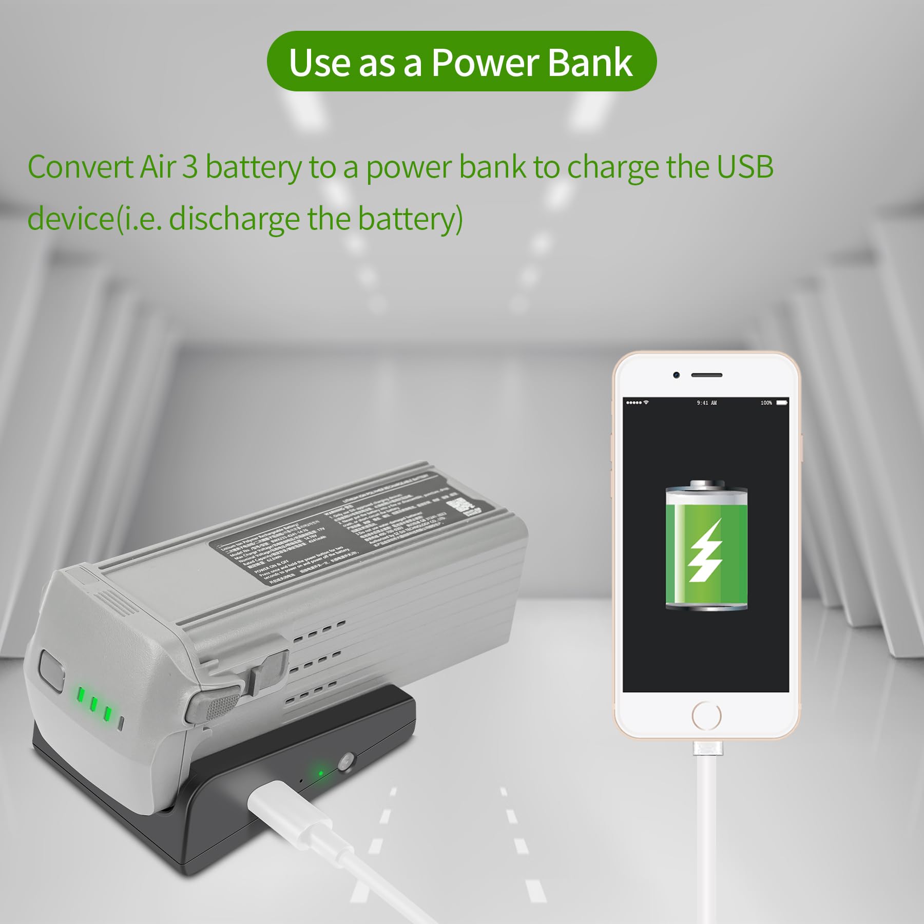 Air 3 Chargeur de Batterie pour DJI Air 3, Hub de Charge de Batterie Station de Charge de Batterie USB Intelligente avec Câble de Charge USB-C/USB-C-A pour DJI Air 3
