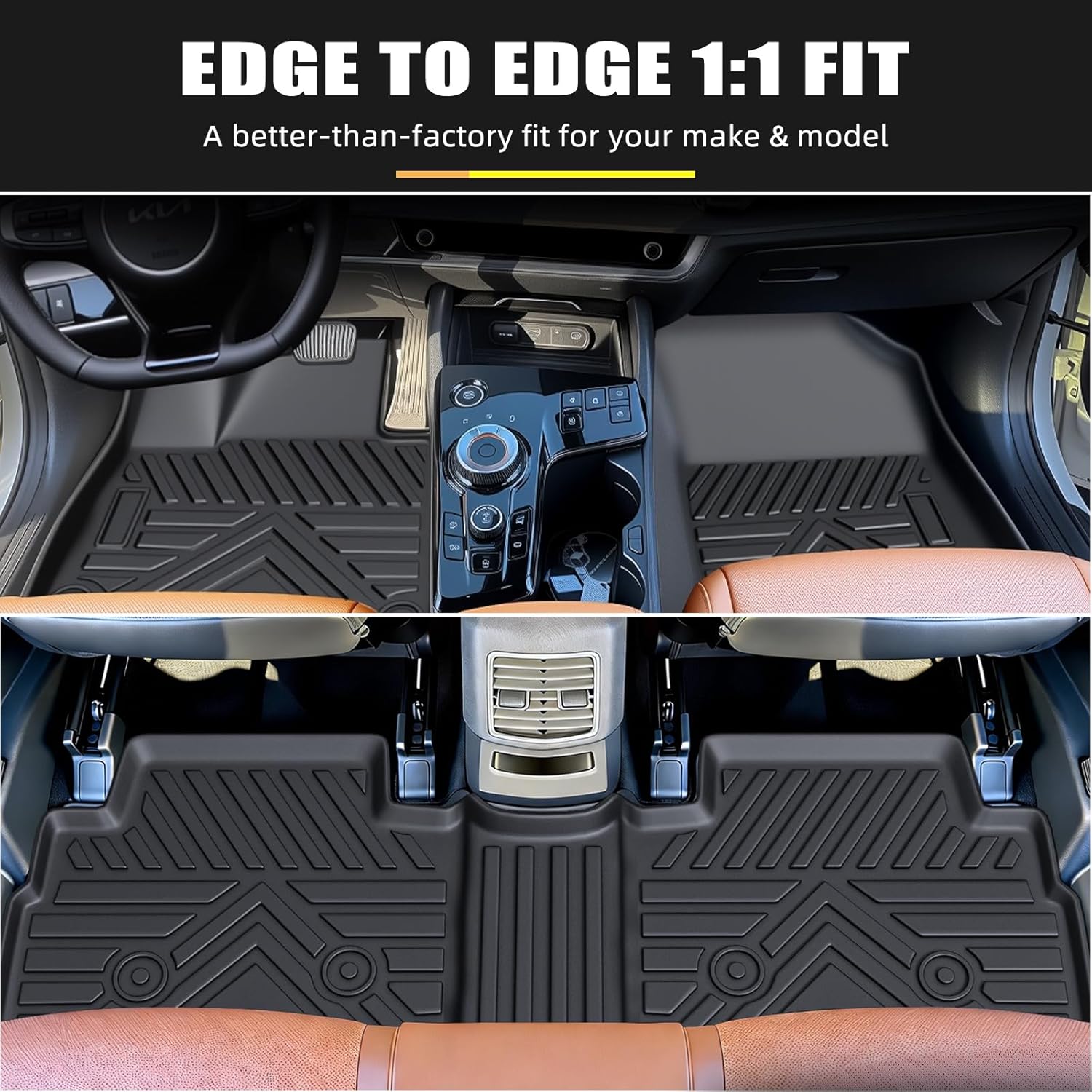 floor mats for 2026 kia sportage gas 2023-2025, full coverage all weather floor mat trunk cargo liner with backrest protectors & for sportage accessories (no for hybrid)