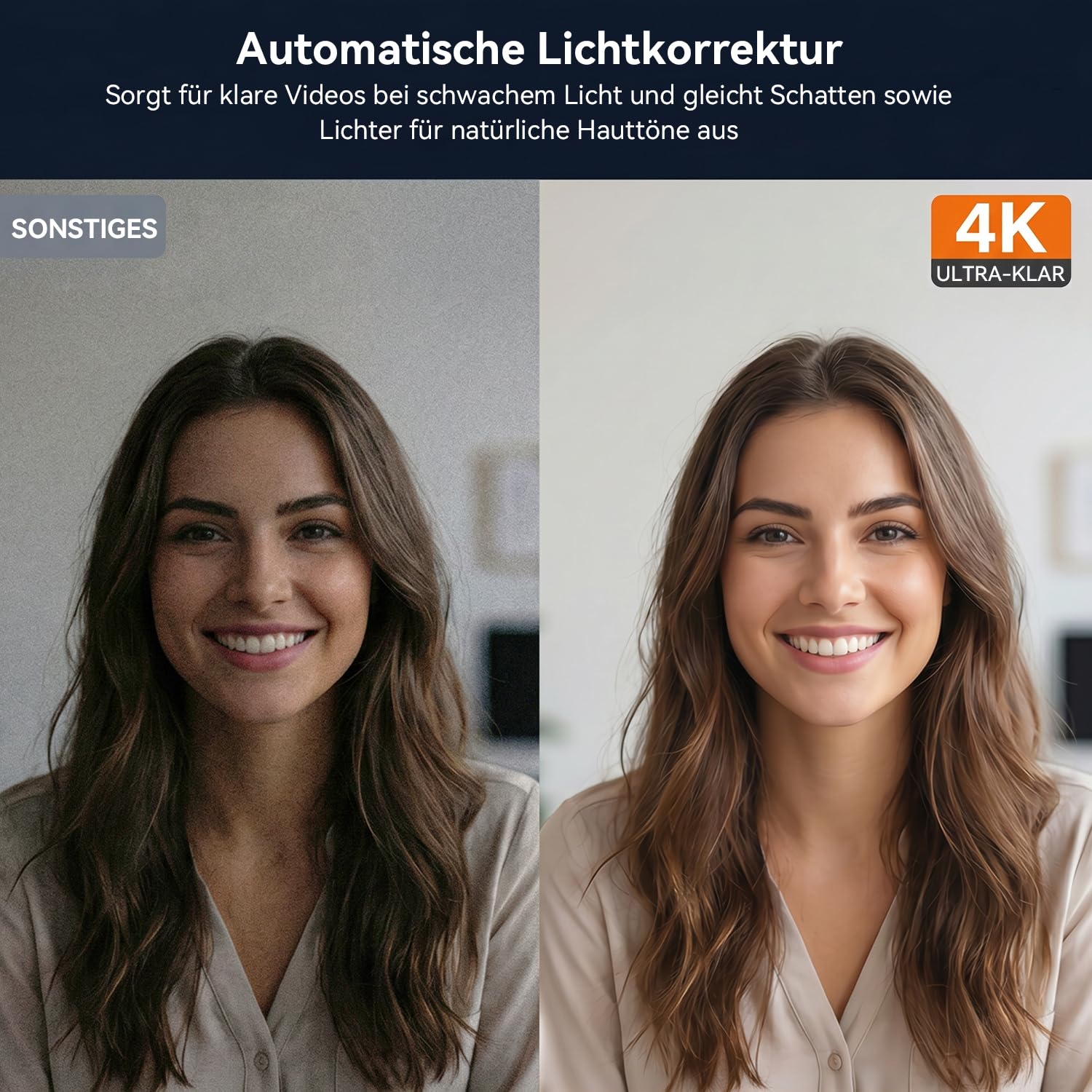 AIRHUG 4K UHD USB-Webcam ohne Mikrofon mit Sichtschutzabdeckung, USB-Kamera | 16MP Sony-Sensor, PDAF-Schnellfokus, 63° Goldlinse, Auto-Lichtkorrektur, Privacy-Abdeckung für Meetings