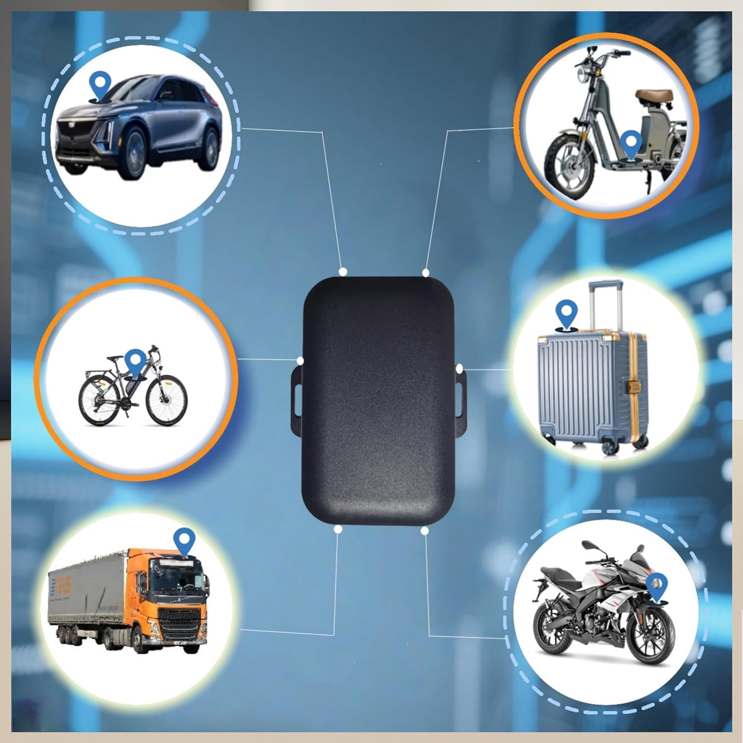 Localisateur d'objets de batterie longue durée de 10 ans sans frais mensuels sans abonnement ni SIM pour véhicules, voitures, vélos électriques, camions, bagages, cartables et autres objets mobiles