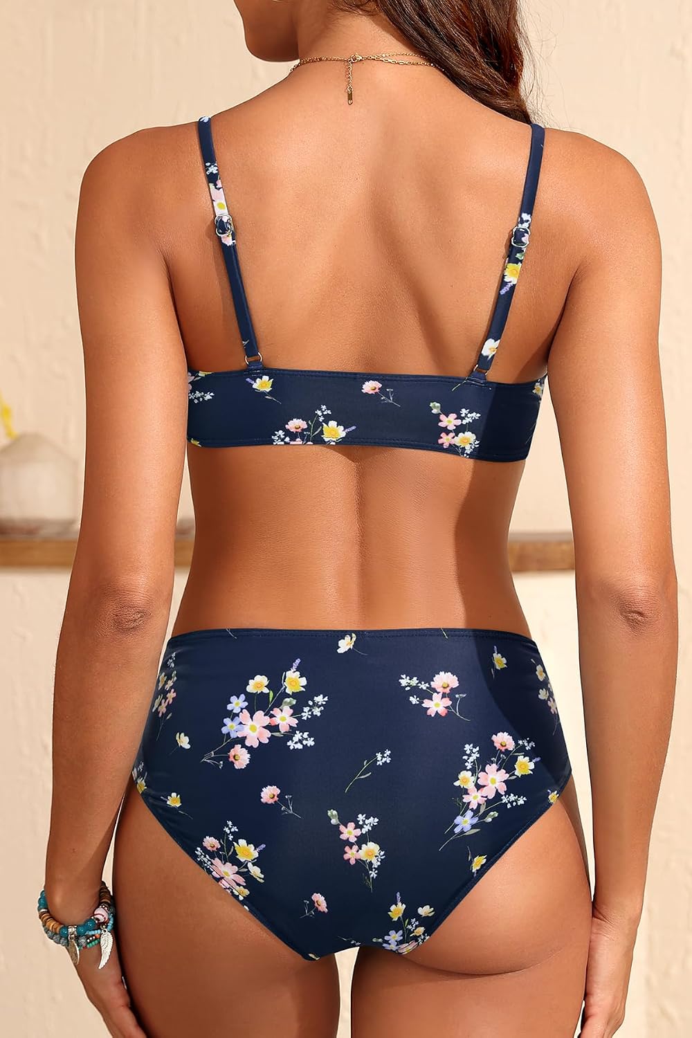 Aqua Eve Women Bikini Set - Two Piece Swimsuit Mid Rise Bathing Suit Push Up Bikini