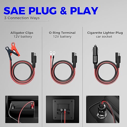 Miniatura 8 de Voltset Kit de panel solar de 30 W 12 V, cargador de batería solar portátil, mantenedor, impermeable, cargador de goteo para batería de coche,