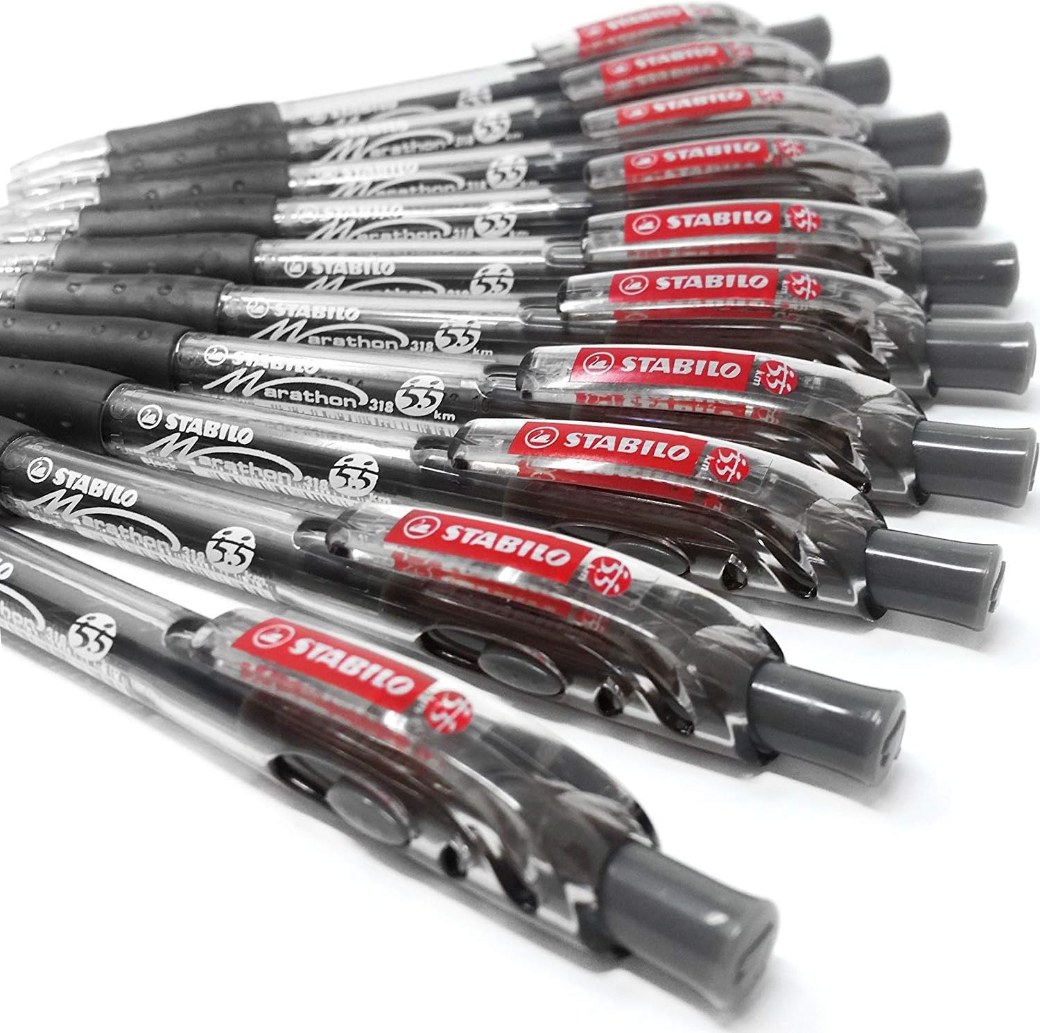 STABILOMarathon Retractable Ballpoint - Extra Large Ink Reservoir - Black - Pack of 10