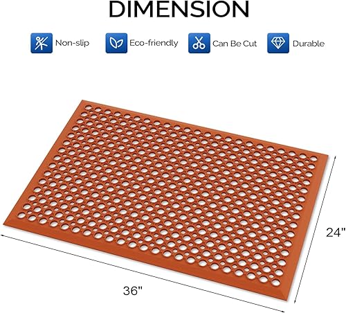Miniatura 6 de ROVSUN Paquete de 2 tapetes de goma entrelazados de 36 x 36 pulgadas para restaurante, cocina, bar, garaje, suelos antifatiga, antideslizante, para