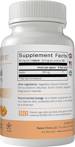 Miniatura 2 de Nature's Trove Inositol 500mg 250 Cápsulas