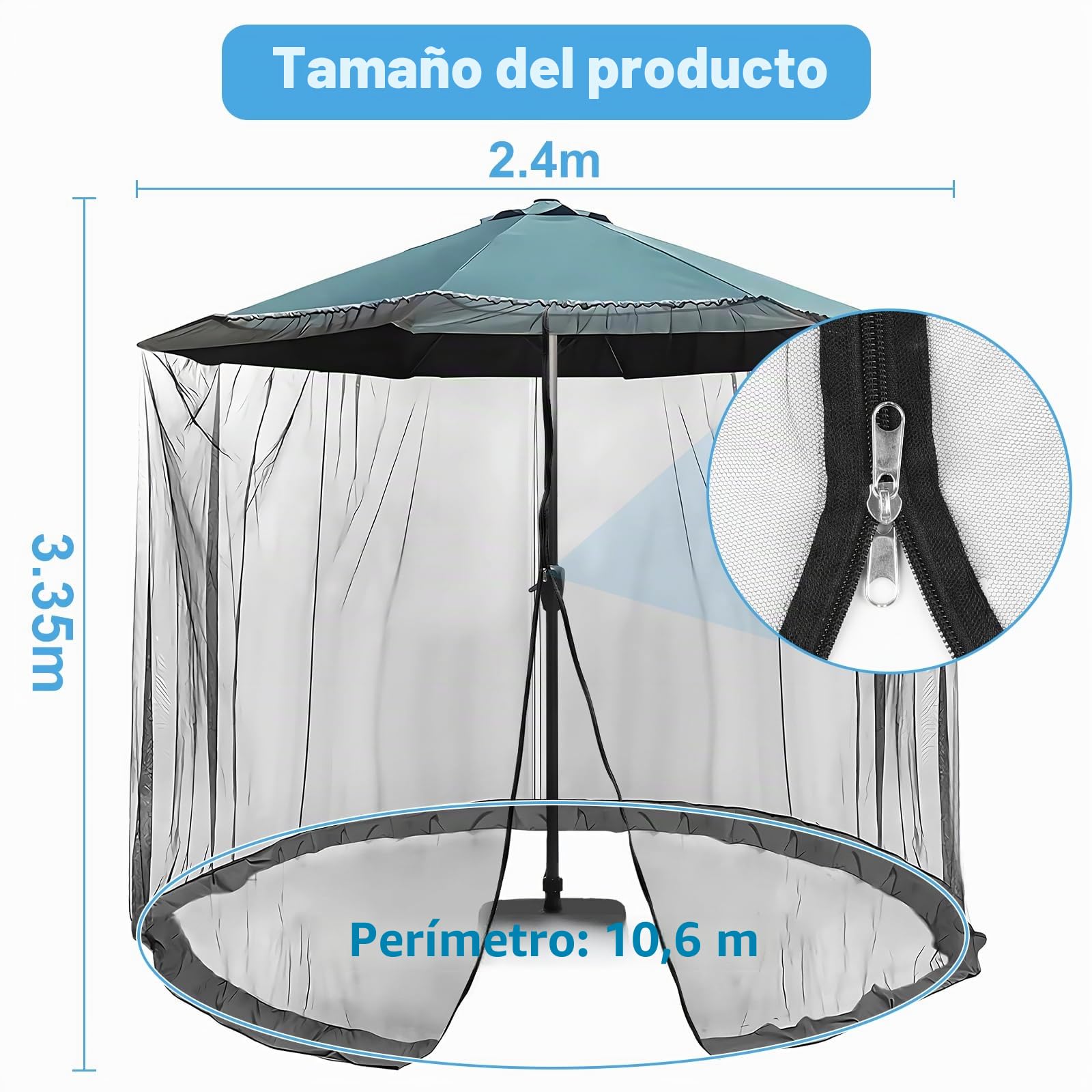 LALAGO Mosquitera para sombrillas 335 x 240 cm