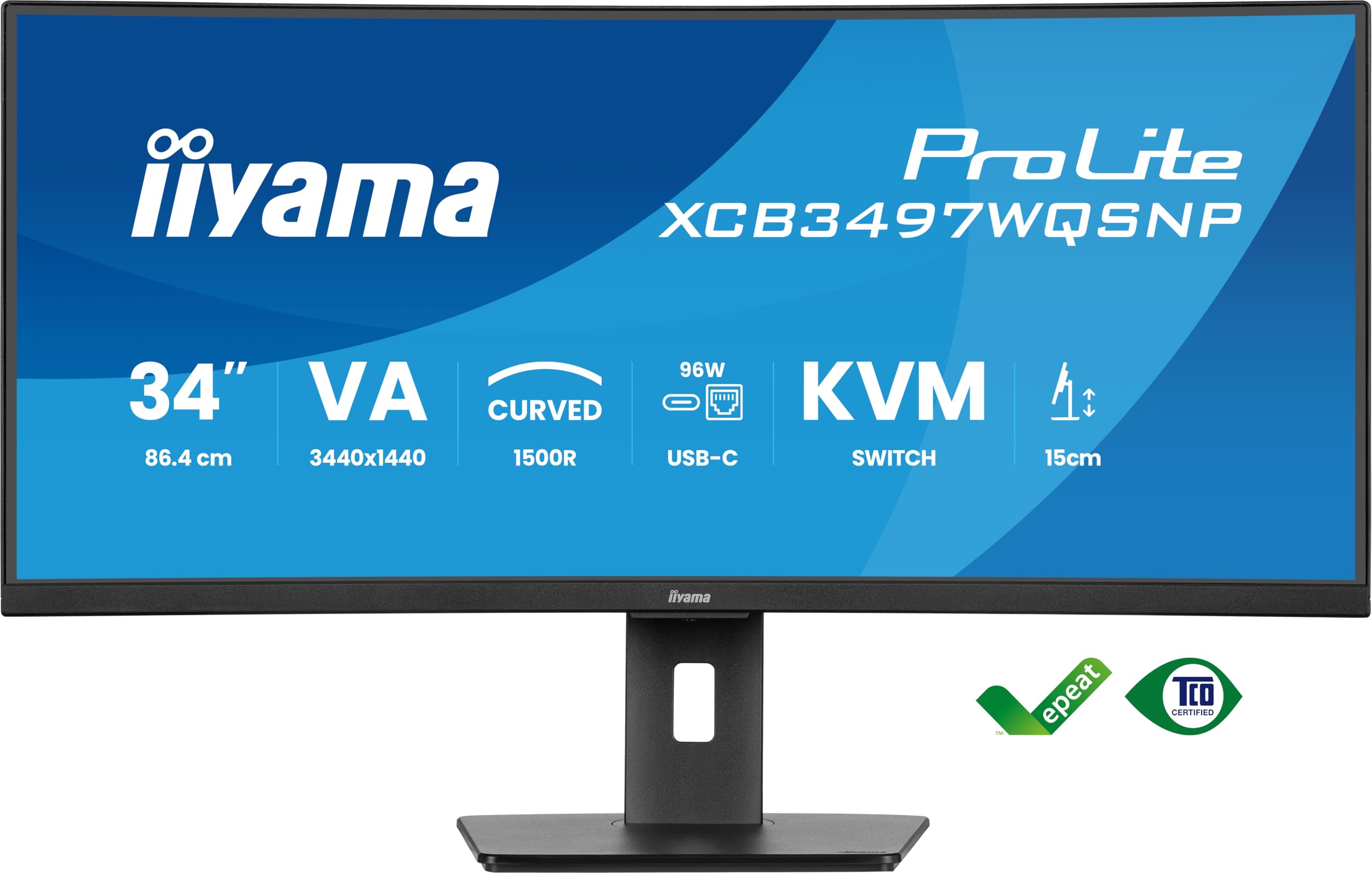 iiyama XCB3497WQSNP-B1 34", VA, 3440x1440/120Hz, 2HDMI/1DP/1USBC, HAS, RJ45, PD95W, KVM