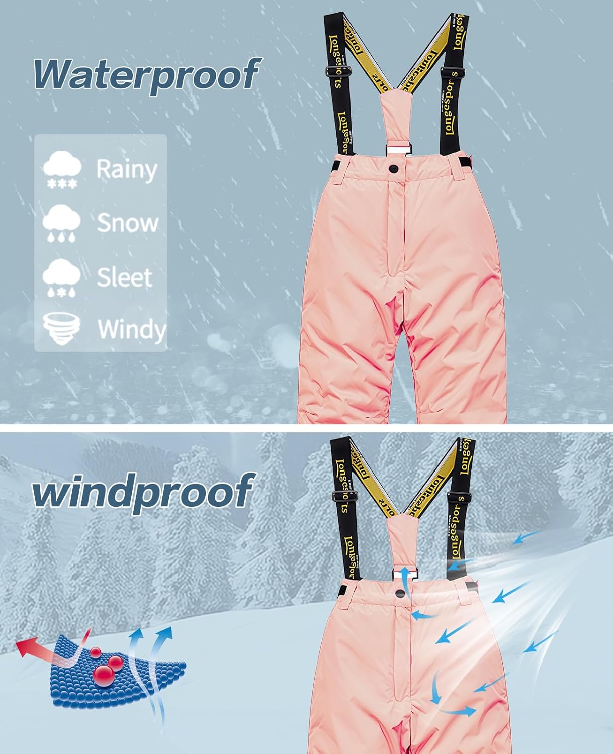 Winter Kids 2 Piece Ski Suit Boys/Girls Thicken Warm Hooded Jacket and Ski Pants Snowsuit Snowboarding Clothes - Image 4