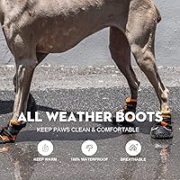 Vista 2 de Zapatos de perro para perros grandes, botines impermeables para pavimento caliente, nieve de invierno, botas antideslizantes para perro con tiras