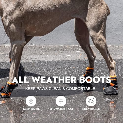 Miniatura 2 de Zapatos de perro para perros grandes, botas impermeables para el pavimento caliente de verano, nieve de invierno, botines de goma antideslizantes