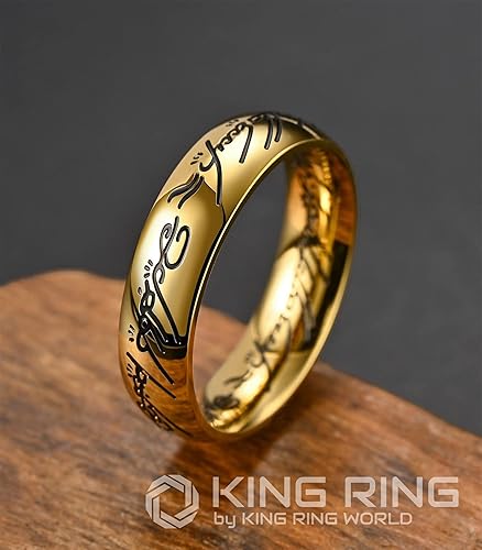 Miniatura 2 de King Ring 6mm Super Lord of The Rings Engraved Ring - Ultimate Edition of LOTR Bands for Men & Women, Perfect Wedding Band Designed in USA