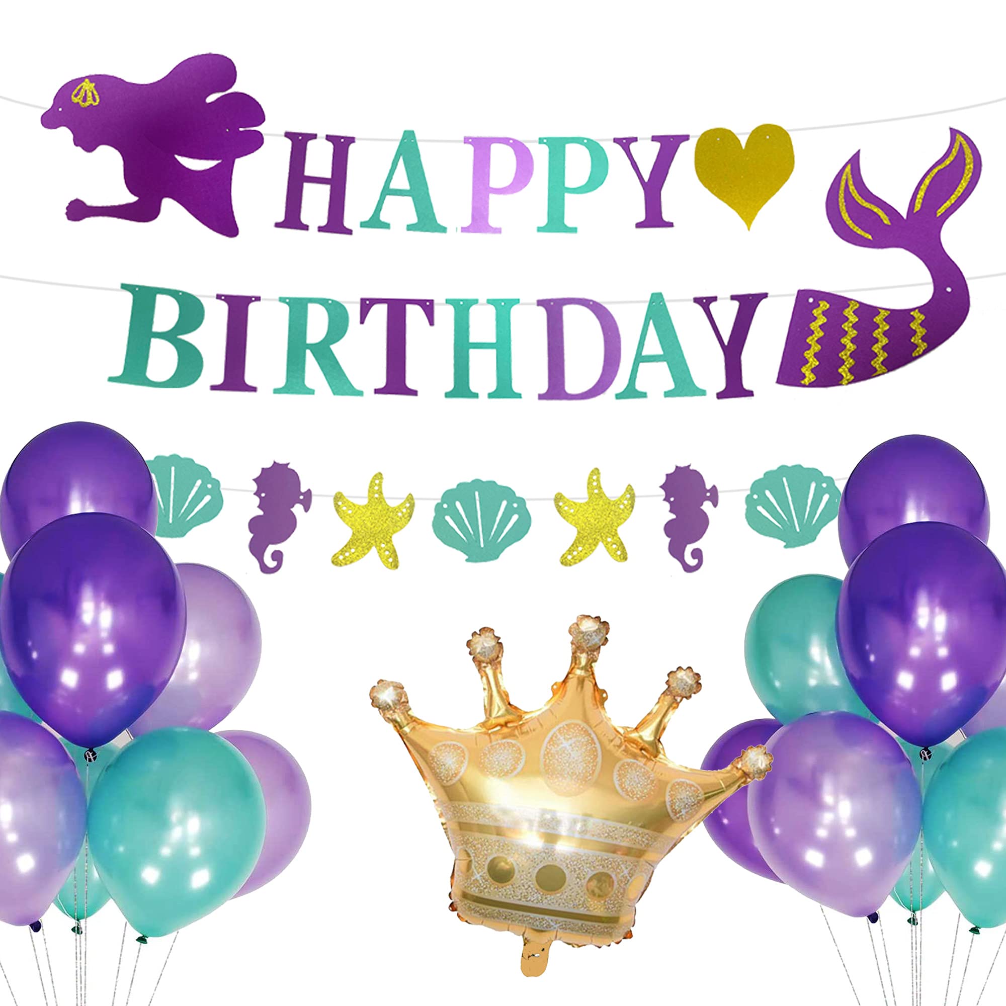 Buy Mermaid Birthday Banner The Little Mermaid Sirena Happy Birthday 