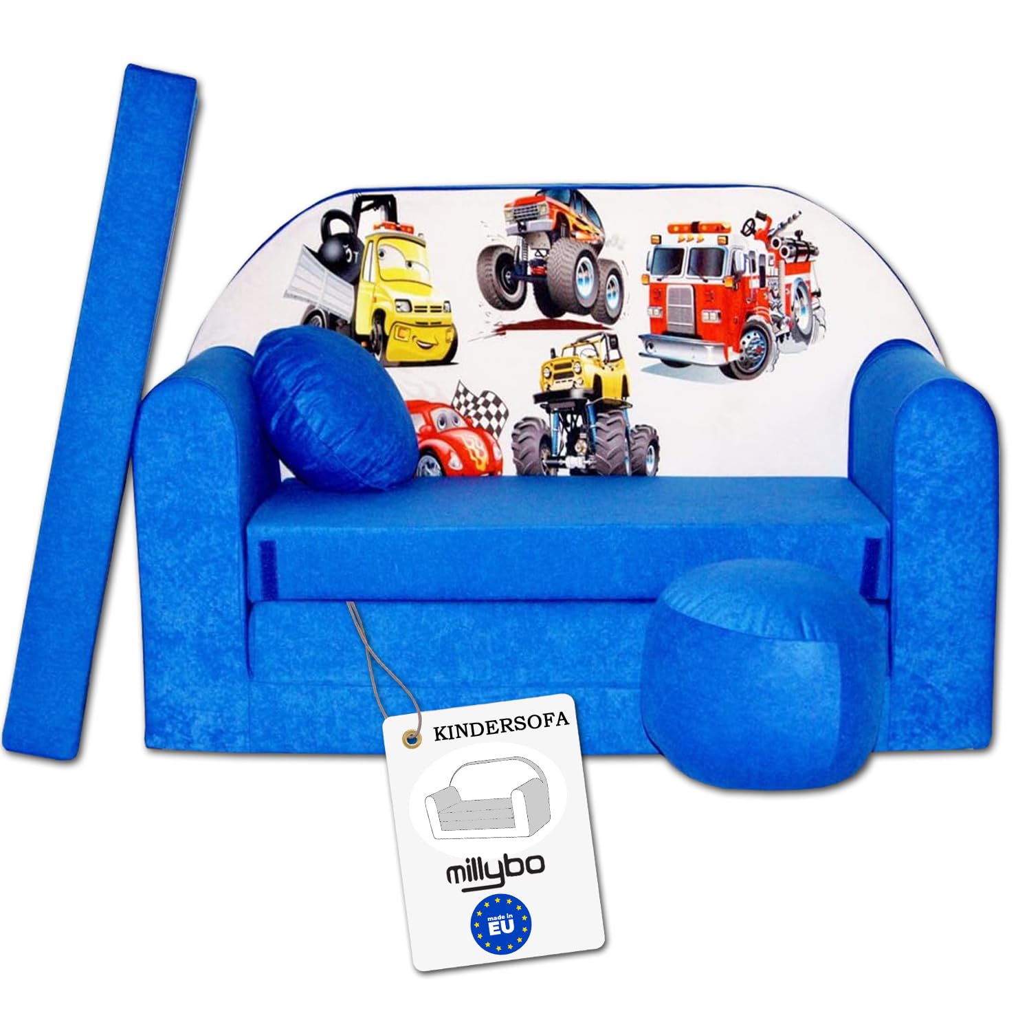 Canapé-lit Pour Enfants 2 Places Bleu Peluche Douce