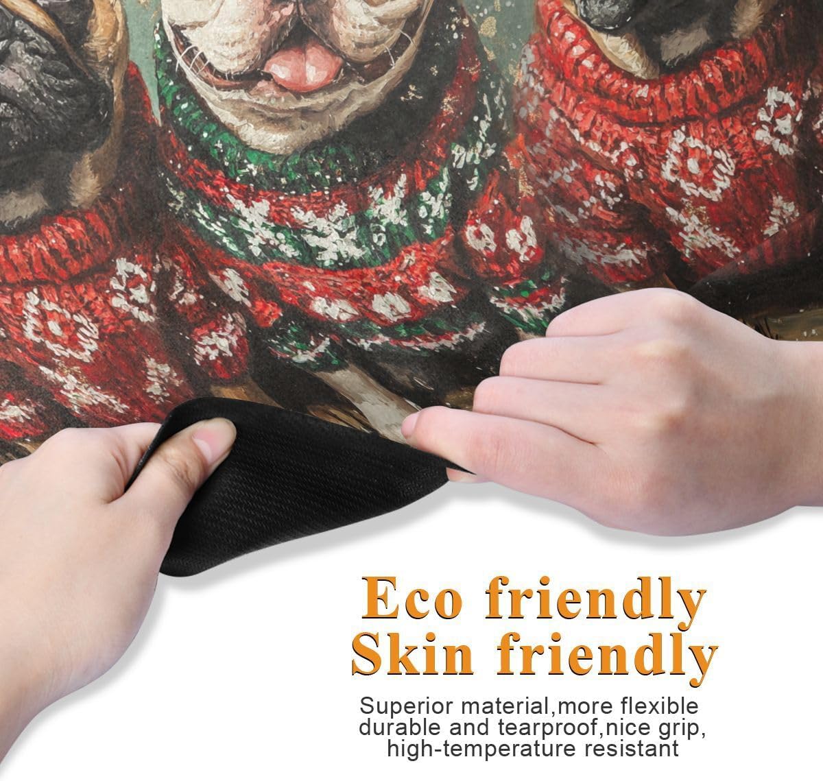 ALAZA Oil Painting French Bulldog Wearing Christmas Sweaters Yoga Mat Non Slip Fitness Exercise Mat, Workout Mat for Yoga, Pilates and Floor Exercises