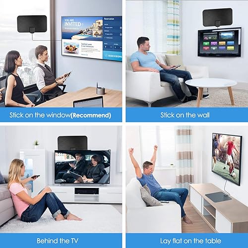 Miniatura 7 de Antena de TV digital, antena para Smart TV, recepción de 360, soporte de televisión inteligente 4K 1080p, amplificador de señal desmontable, antena