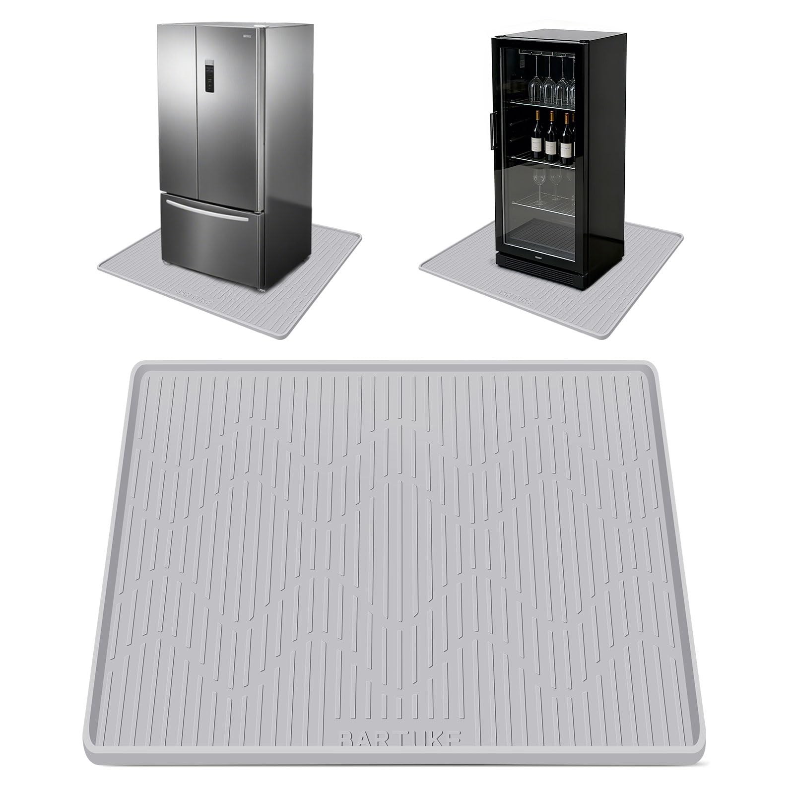 Kalolary große Kühlschrank Silikonmatte mit 0,5'' erhöhten Kanten, Rutschfester Bodenschutz für Minikühlschrank, Waschmaschine, Trockner, Weinschrank, Kaffee Maschine (24'' x 24'')
