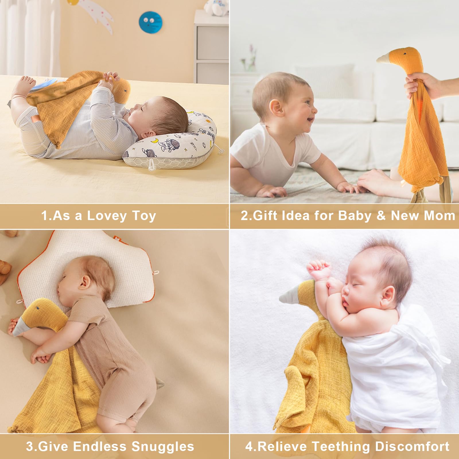 Manta de seguridad Loveys para bebés, niños y niñas, manta de seguridad de muselina para bebé, suave y transpirable, algodón orgánico, regalo unisex para recién nacidos, ganso (verde guisante)