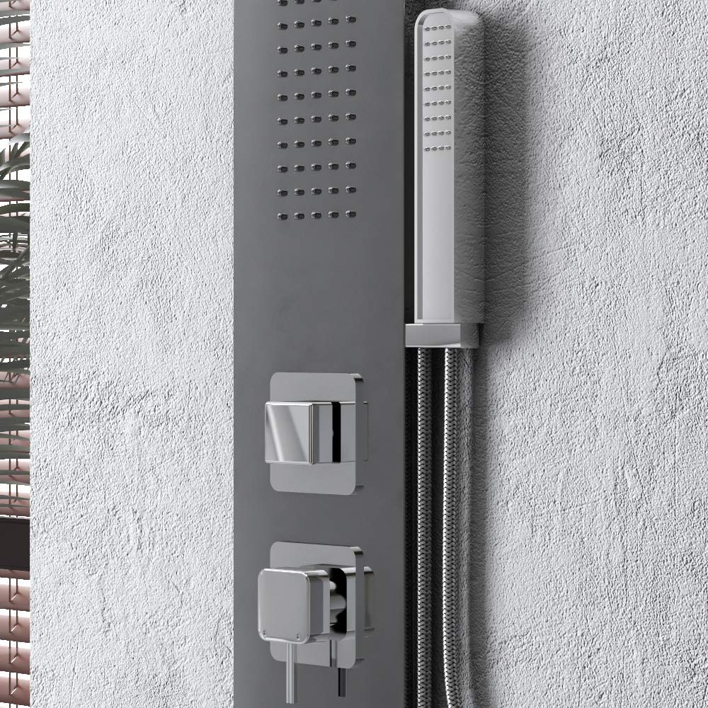 Colonna Doccia 002 4 Funzioni Acciaio Inox Getto A Cascata 2 Bocchette Idro Lombari L20xP44xH170
