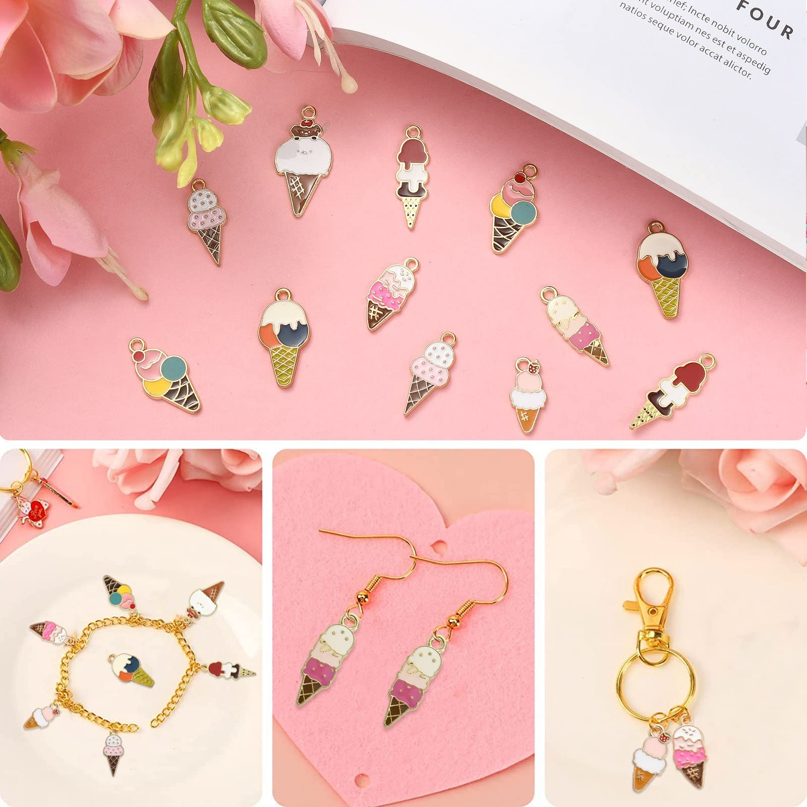 DanLingJewelry Lot De 100 Breloques De Couture De 10 Styles De Fil à Ciseaux, Pendentifs, Fournitures Pour Colliers, Bracelets