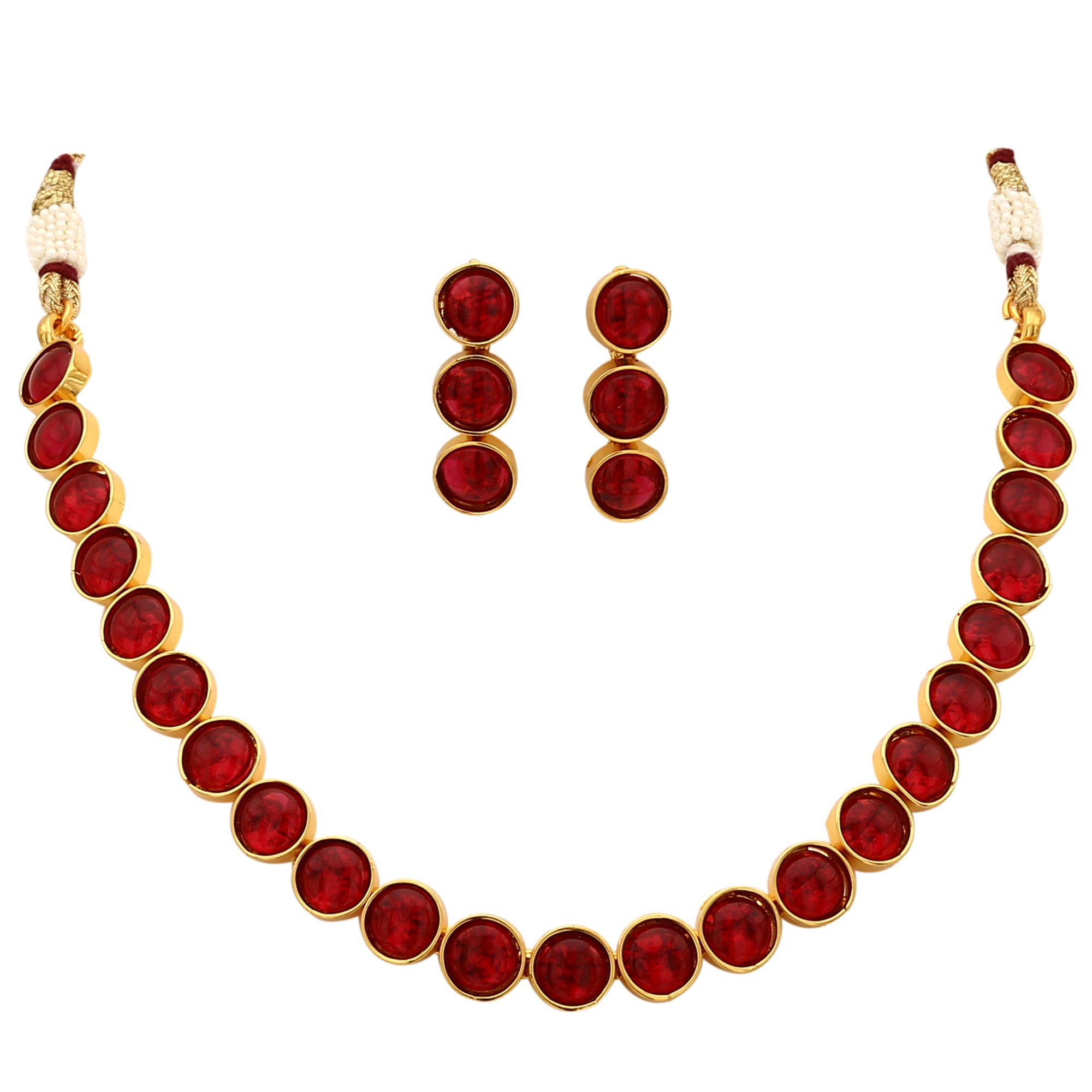 Sasitrends Antique Women & Girls Gold Plated Kemp Stone Necklace Set with Earrings (Pink) (B0795QLK2G) Amazon Price History, Amazon Price Tracker