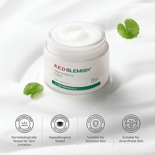 Miniatura 7 de Dr.G Red Blemish Clear - Crema hidratante coreana calmante para el rostro, 2.4 fl oz - Crema de Cica, hidratante coreano para el cuidado de la piel,