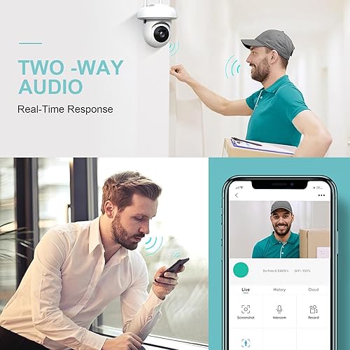 Miniatura 5 de PHANSATIM 2025 Cámaras de seguridad para exteriores, 1080P 355 View Cámara al aire libre, WiFi seguridad para el hogar con foco de visión nocturna a