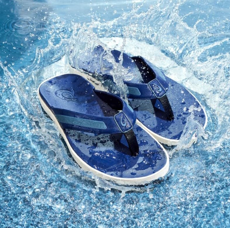 OluKai Leeward Men's Beach Sandals, Quick-Dry Flip Flop Slides, Water Friendly Versatility & Wet Grip Traction, Comfort Fit & Arch Support, Navy/Navy, 12 - image 3