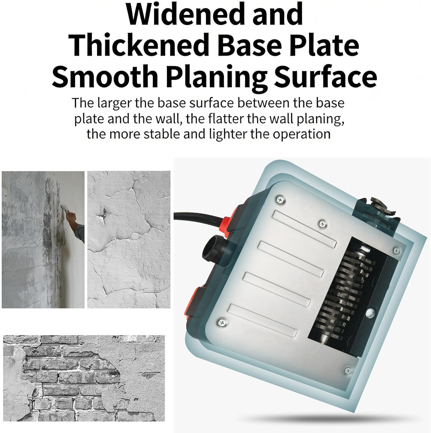 Electric Wall Planer - 160mm Wide, 1-4mm Depth, 90° No-Dead-Angle Side Blade, Handheld Power Scraper for Concrete, Paint, Putty & Wallpaper Removal