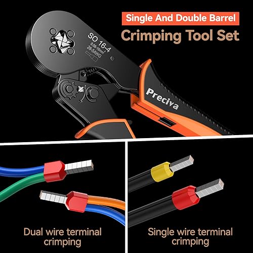 Miniatura 3 de Kit de herramientas de crimpado de virola con 1200 conectores de virola individuales y dobles, Preciva 16-4 Juego de alicates de crimpado de alambre