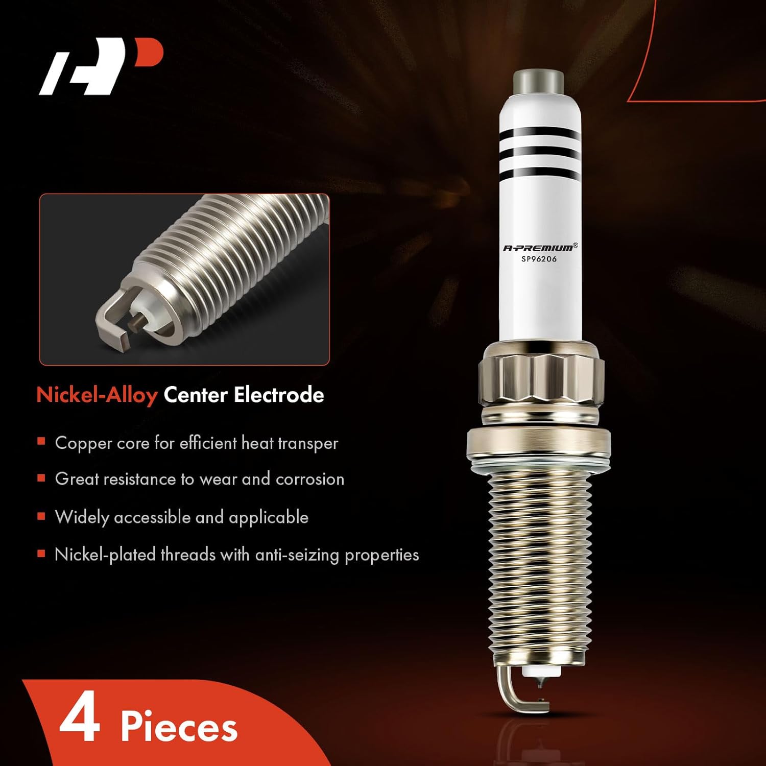 A-Premium Iridium Platinum Spark Plugs Compatible with BMW 330i, 330i xDrive, 530i, 530i xDrive, X3, X1, 228i xDrive Gran Coupe, X4, X2, Z4 & Mini Cooper, Cooper Clubman & Toyota GR Supra, Pack of 4