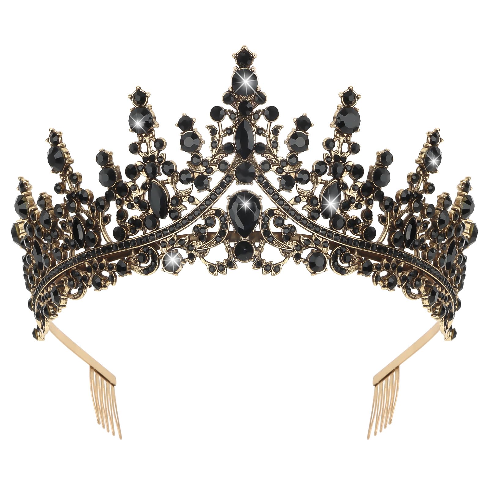 CURASA Black Tiaras for Women Gold Gothic Crown for Women Girls Vintage Bridal Crown Quinceanera Tiara Princess Crowns Royal Queen Crown Vintage