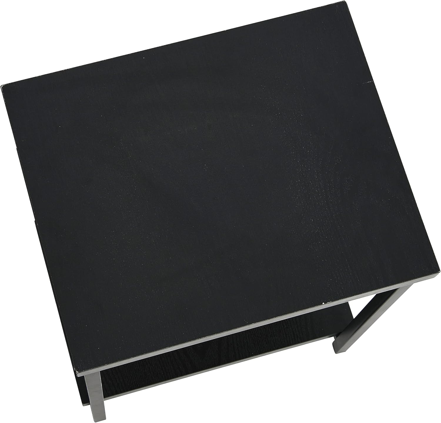 Household Essentials Jamestown Rectangular Side End Table with Storage Shelves Black Oak Wood Grain and Black Metal